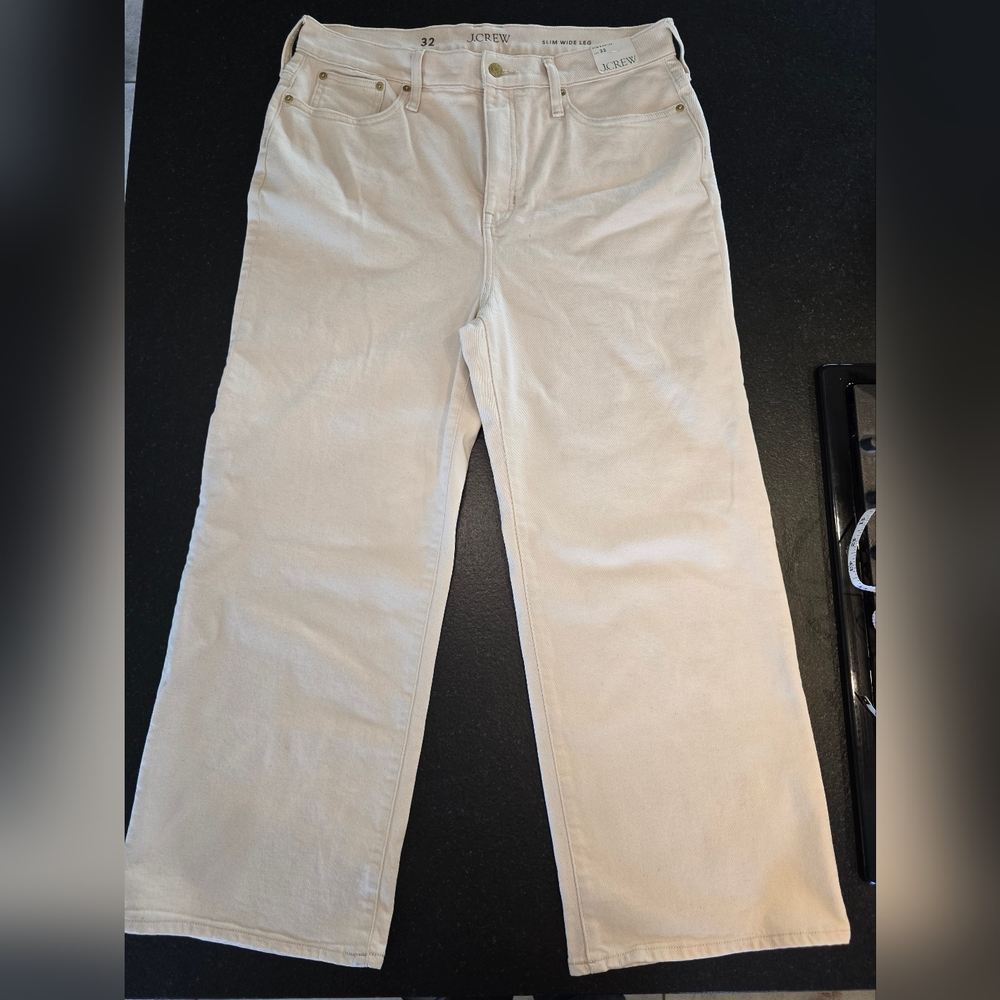 New J.Crew Cream Straight-Leg Jeans